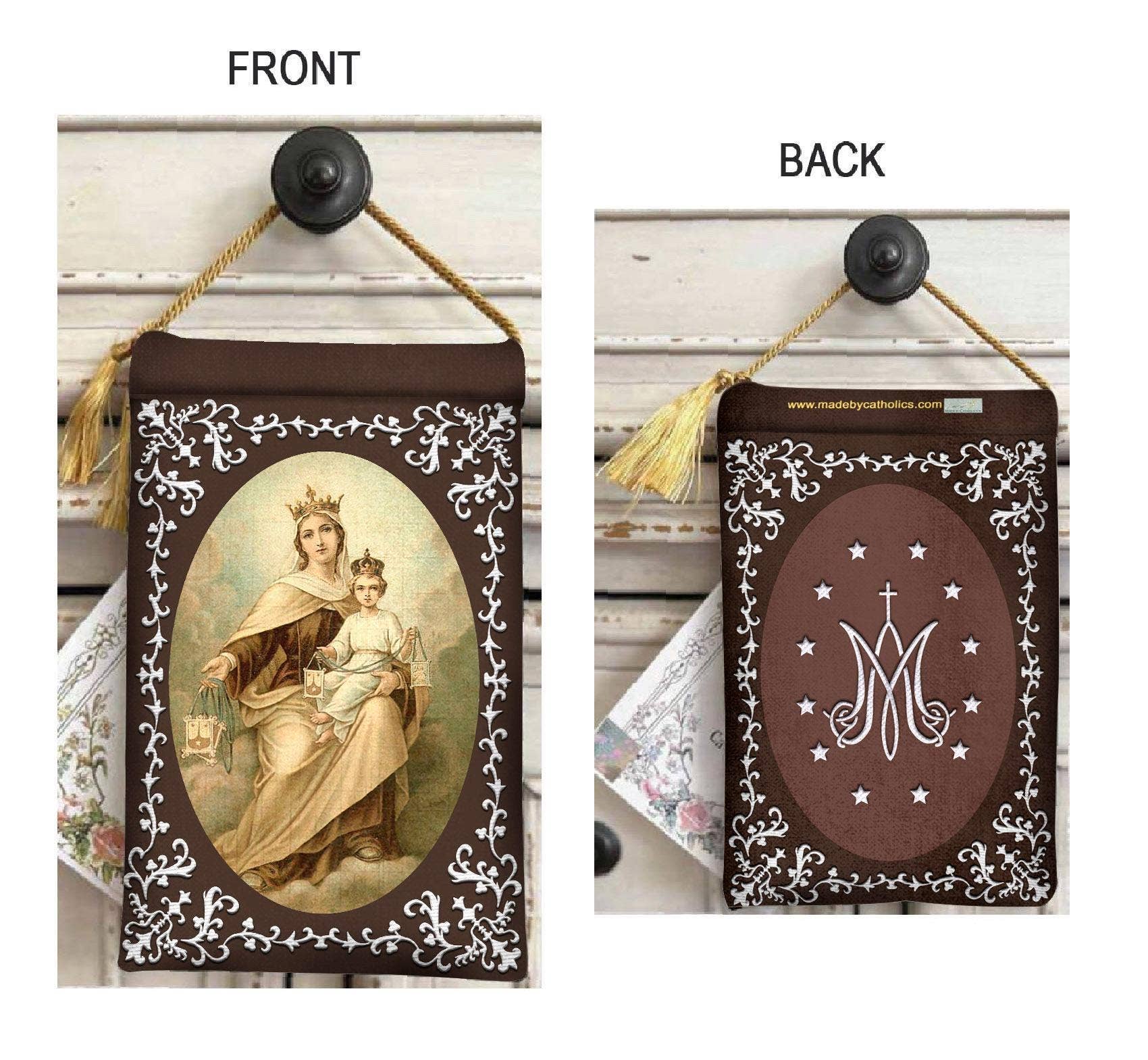 Made By Catholics - Wholesale Religious Card - CARMELITE BROWN SCAPULAR Velvet Blessing Carrier, Hd Image2