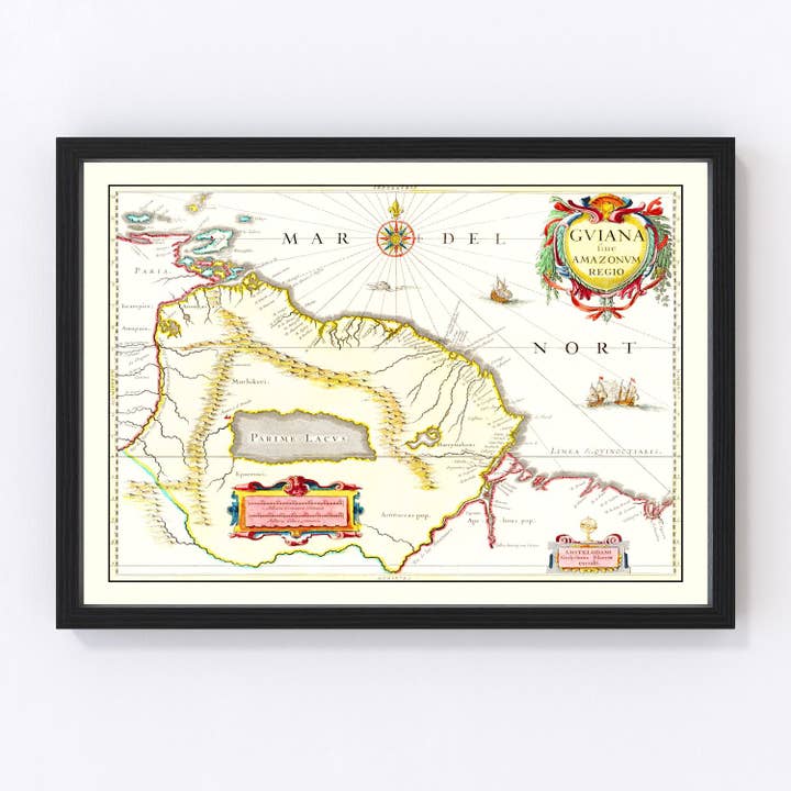 Vintage Map of Guyana 1665 for wholesale by Ted's Vintage Art