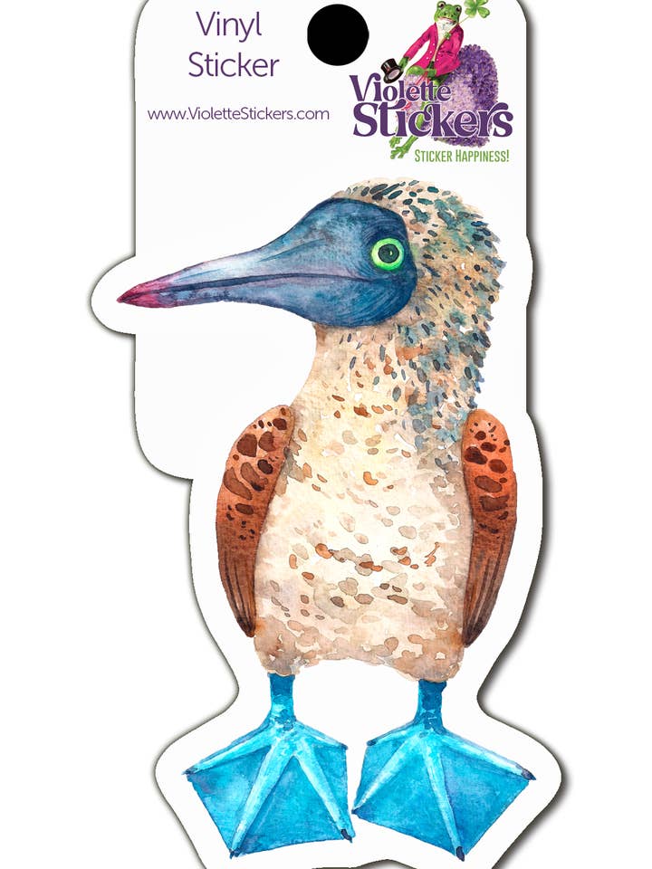 VY118 Blue Footed Booby Vinyl Sticker for wholesale by Violette Stickers