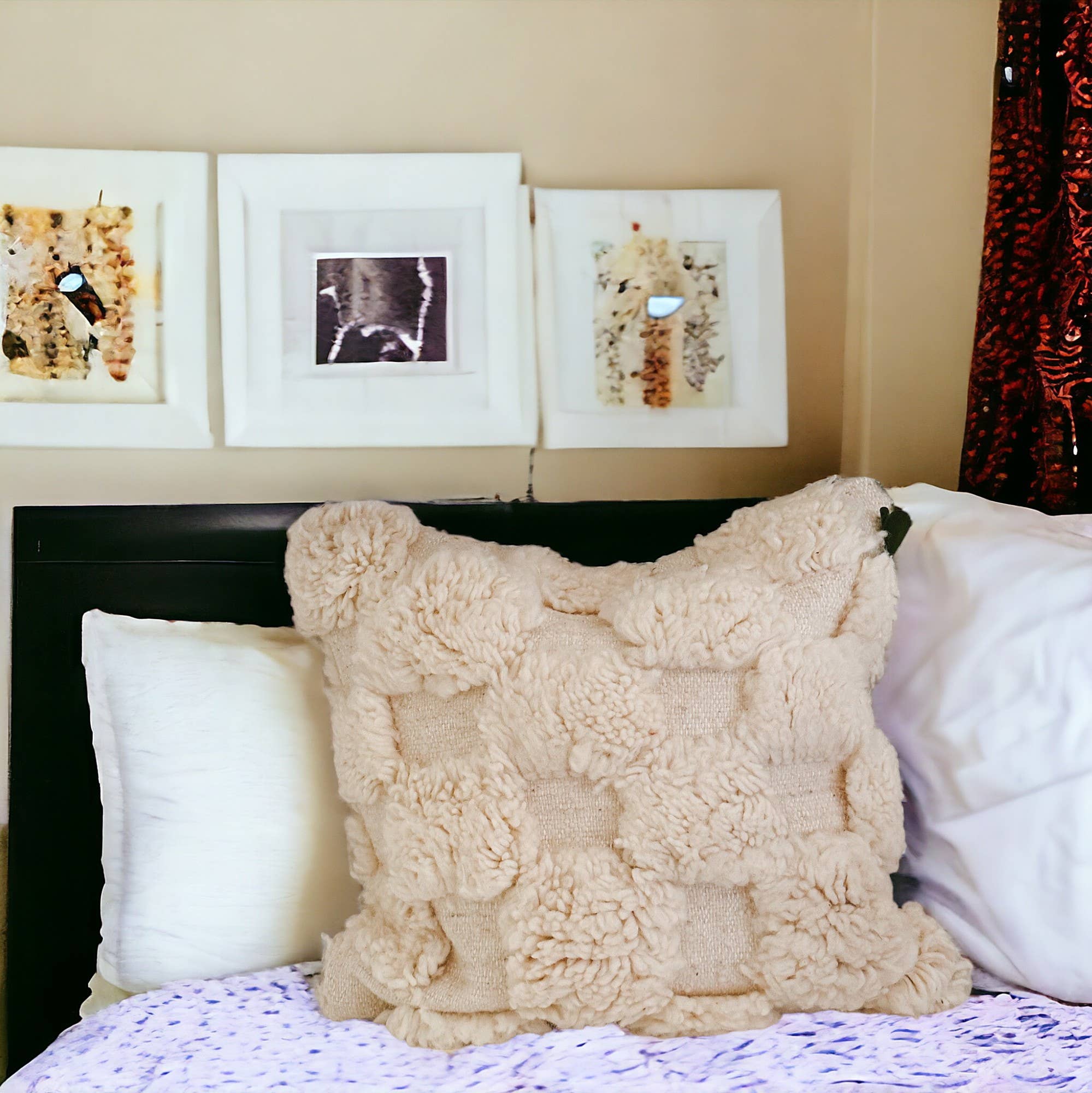 Berberwoolrug - Wholesale Throw Pillow Cover - Handcrafted White Checkered Beni Ourain Wool Pillow Cover1