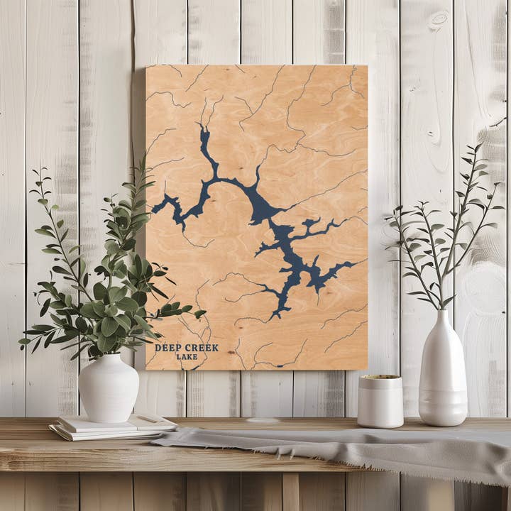 Karte des Deep Creek Lake, Maryland, nach Maß für den Großhandel von Benoit's Design Co.