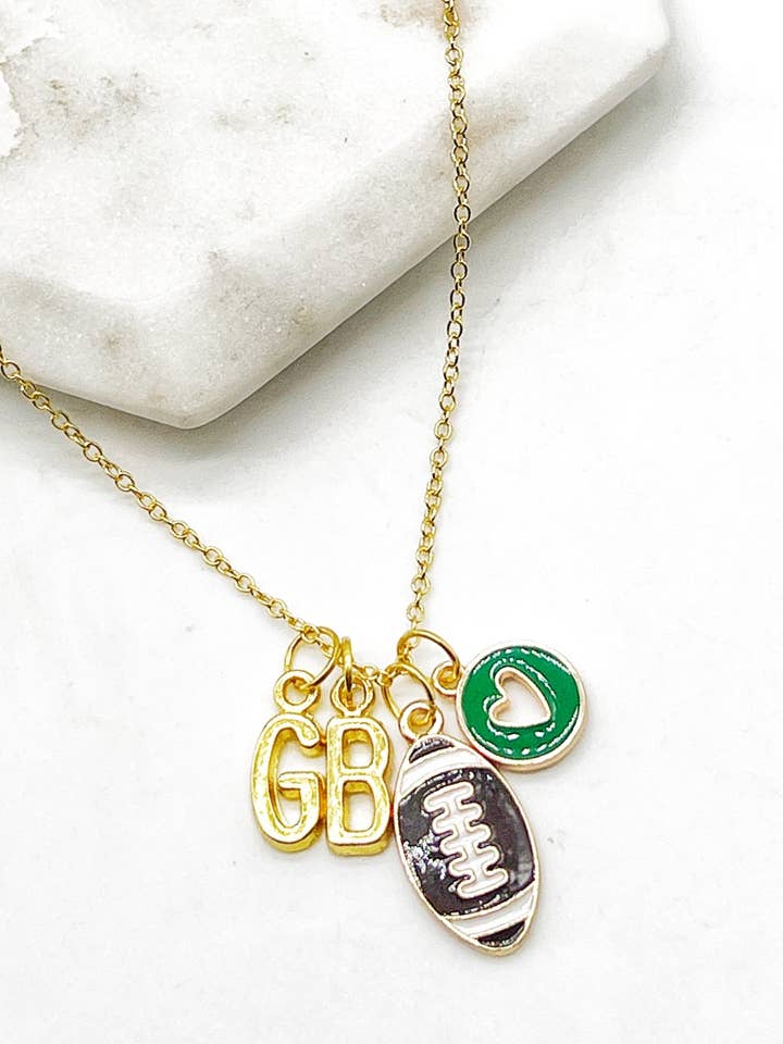 Green Bay Packers Charm Necklace Football NFL for wholesale by Baubles by B