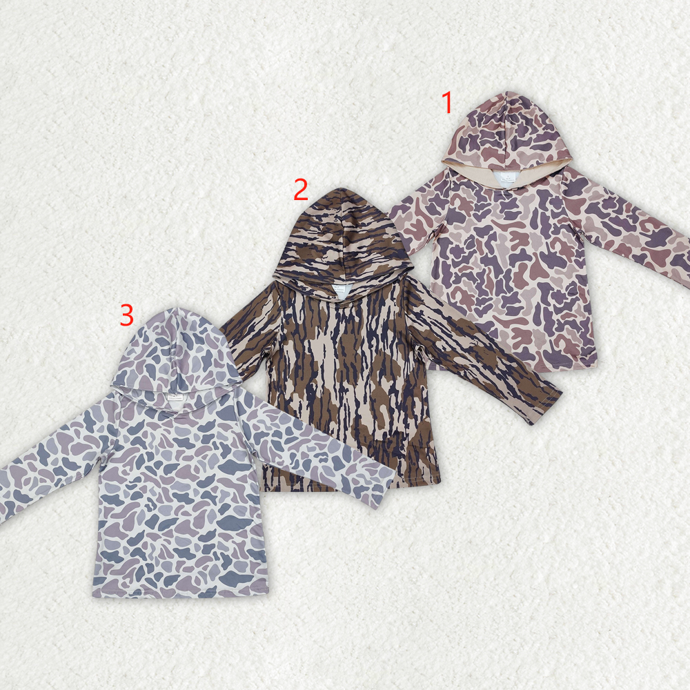 Aier Wholesale - Vente T-shirt – enfant - T-shirts à manches longues à capuche camouflage pour bébés garçons frères et sœurs3