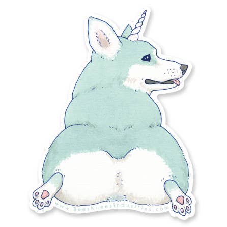 Unicorgi vinyl sticker for wholesale by Bee's Knees Industries