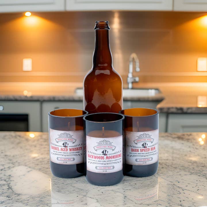 Rescued Wine Candles - Wholesale Jar/Filled Candle - Upcycled Bottle Candle - Moonshine / Eco Friendly 10 oz.3