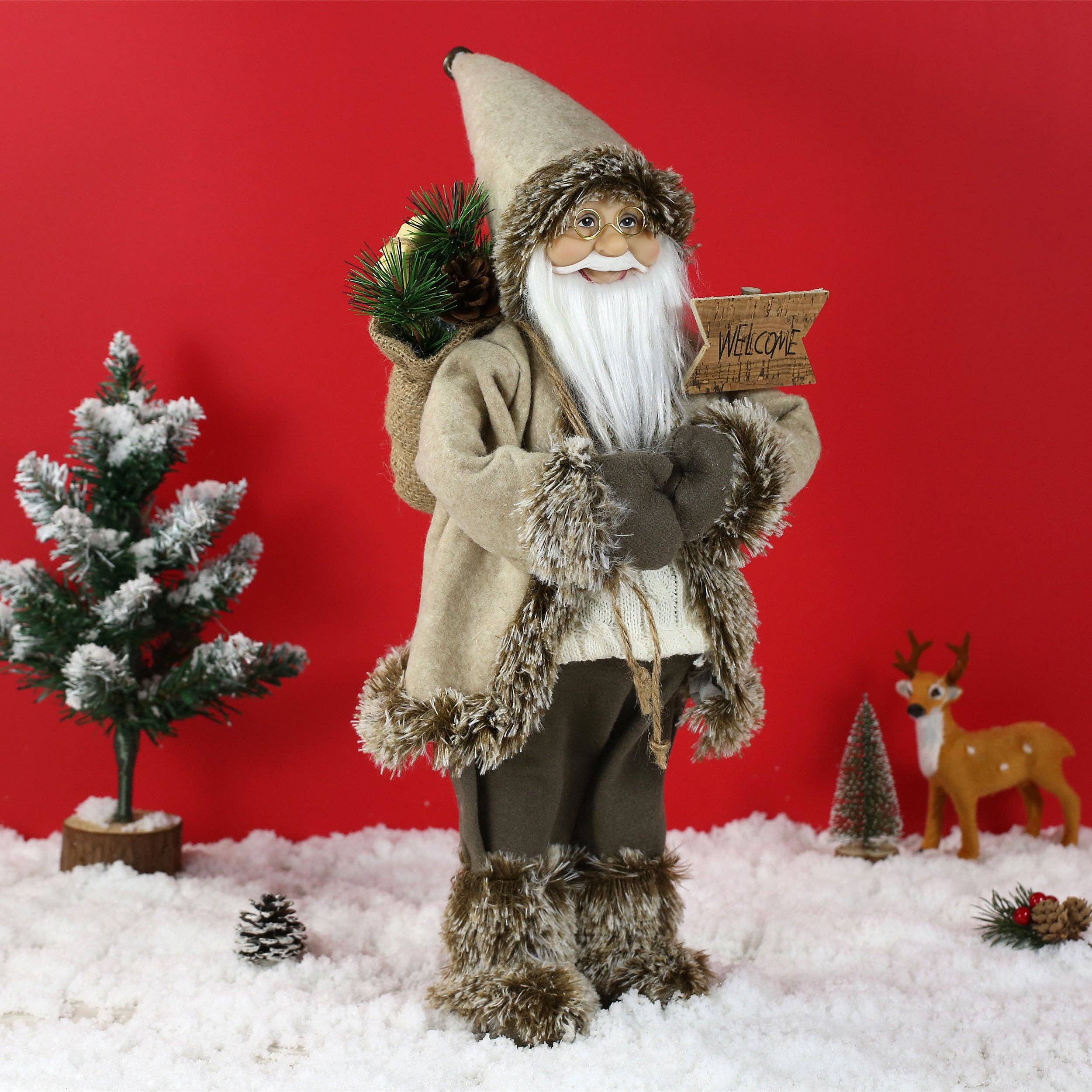 SINT - Wholesale Christmas Decoration - SINT 18 Inch Christmas Standing Santa Claus Doll Statue Figurine Ornament5