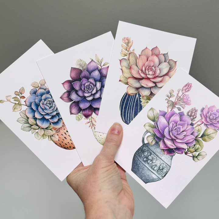 Scattered Seed Co - Wholesale Everyday greeting card - SUCCULENTS in Pots greeting cards set of 41