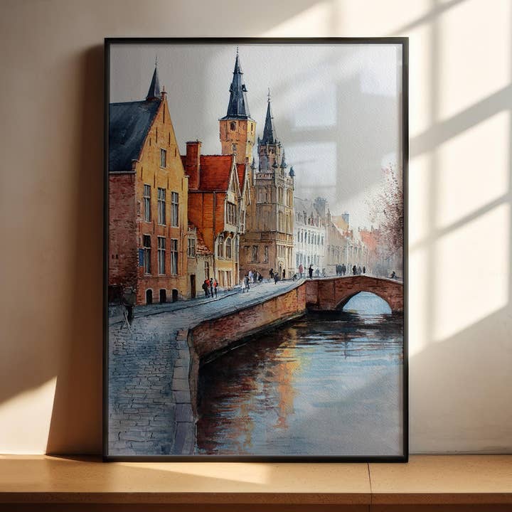 Bruges, Belgium – Watercolor Art Print for wholesale by Premium Travel Art