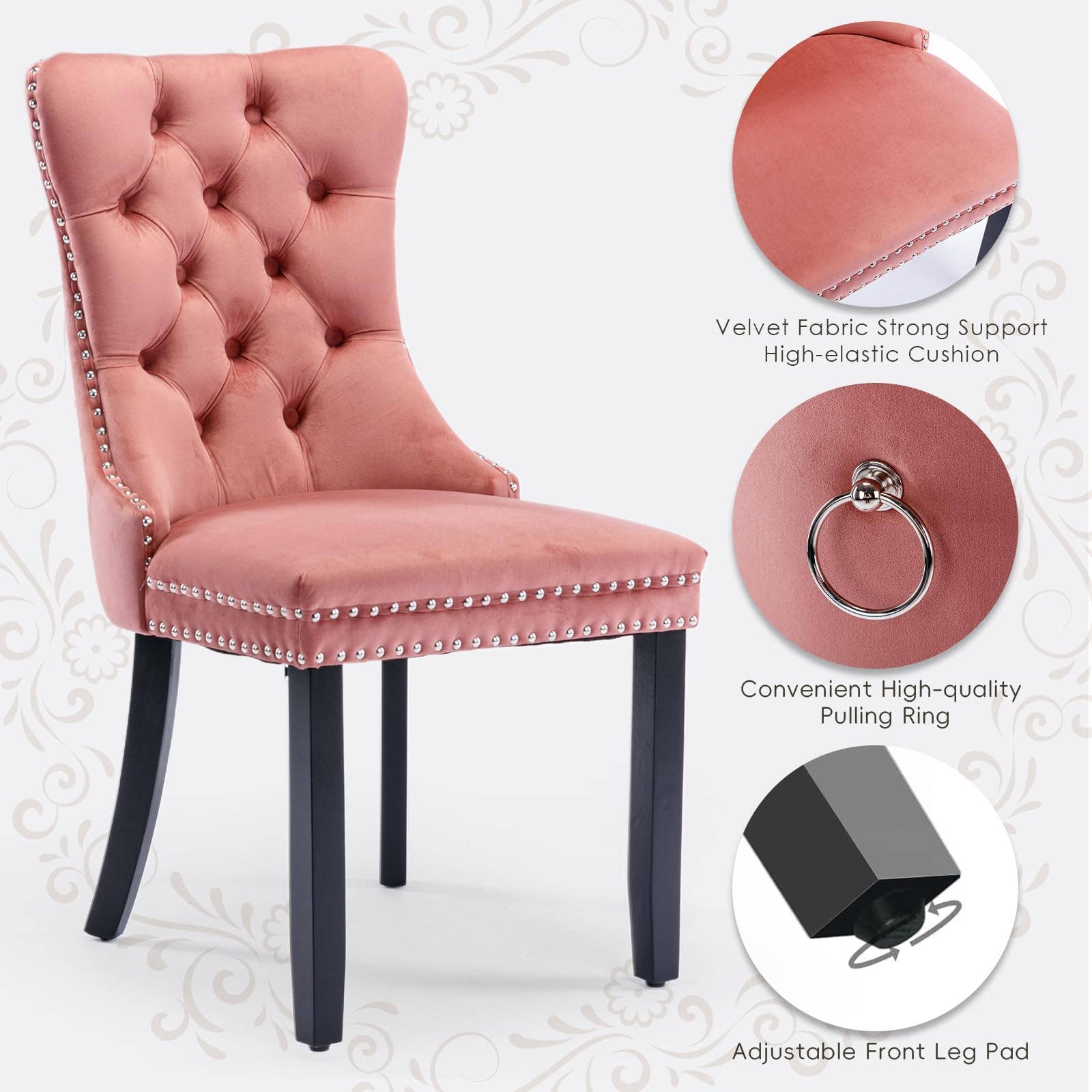 Modern Home Touch – wholesale Chair – Shena Set of 2 Velvet Kitchen Dining Chairs Knocker Back23