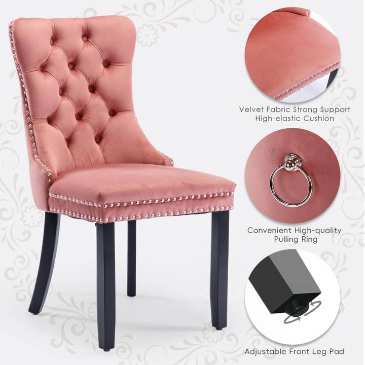 Modern Home Touch – wholesale Chair – Shena Set of 2 Velvet Kitchen Dining Chairs Knocker Back23