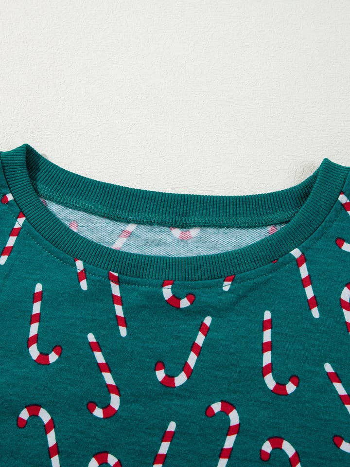 Green Christmas Candy Cane Top and Pants Lounge Set for wholesale on Faire6