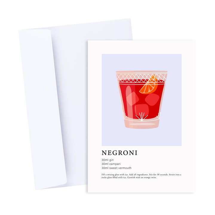 Negroni Cocktail Greeting Card - Alcohol Birthday Card for wholesale by Popsy Press