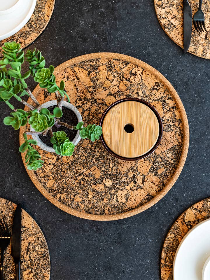 Tray QUERCO - Cork - Round for wholesale by Tiseco