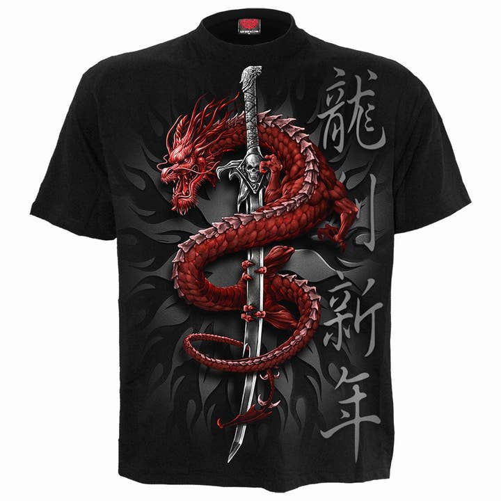 Spiral - Wholesale T-Shirt (Graphic) - Unisex - ORIENTAL DRAGON - T-Shirt Black