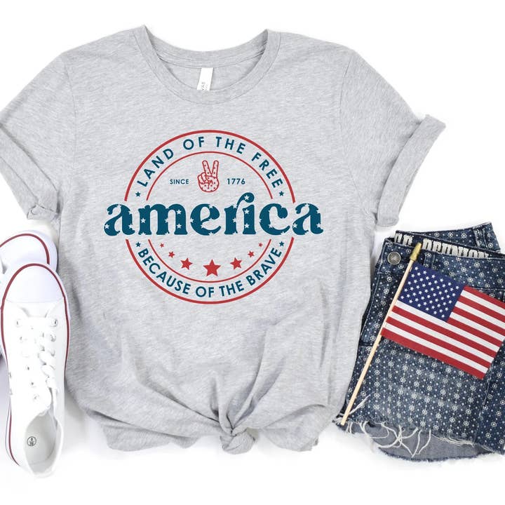 America - Land of The Free Home Of The Brave T-Shirt for wholesale by VibeClothing