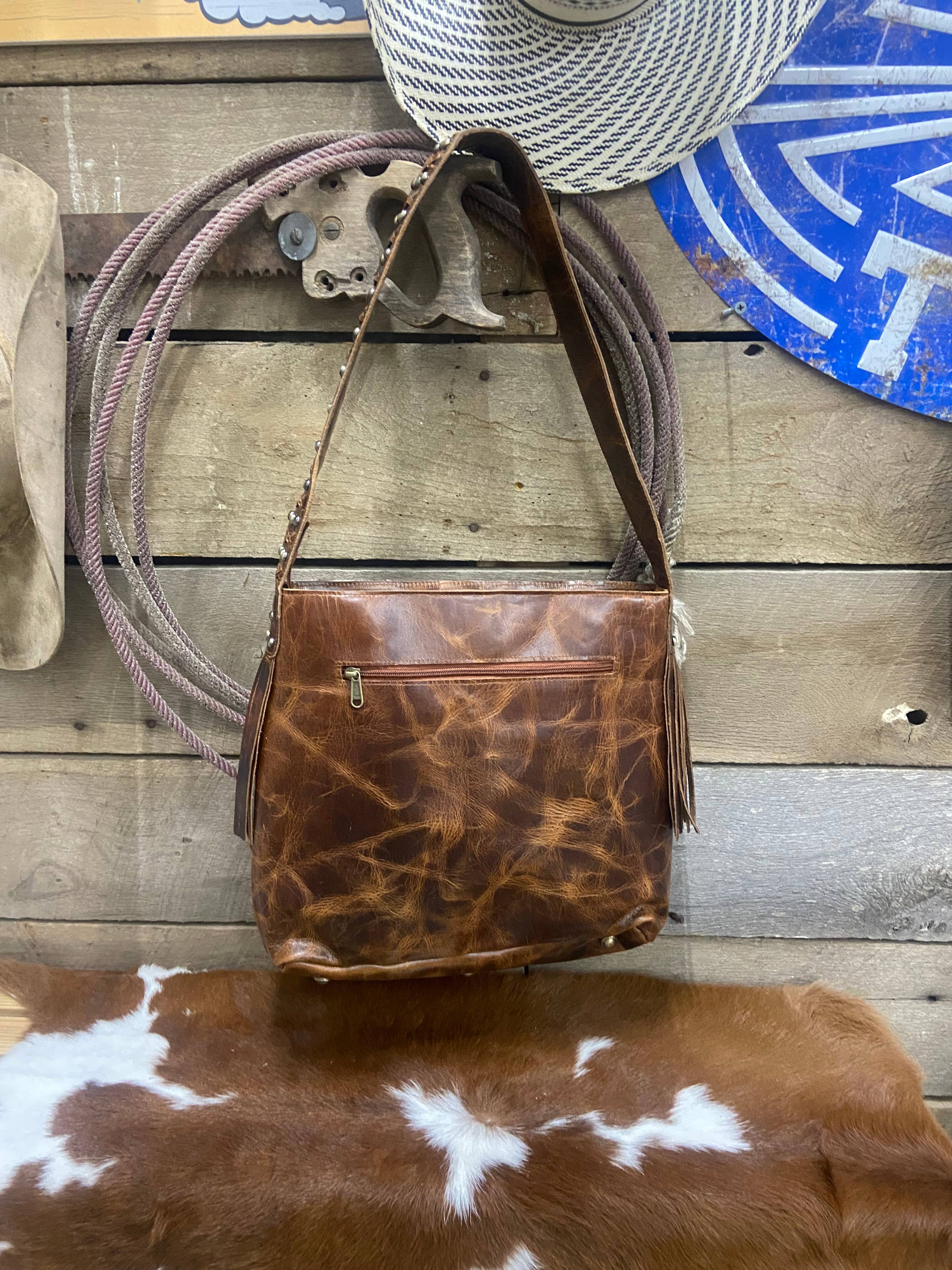 Texas Western Cowhide Bags and More - Vente Sac porté épaule – femme - Sac en cuir cousu croisé en peau de vache style cowgirl couture5