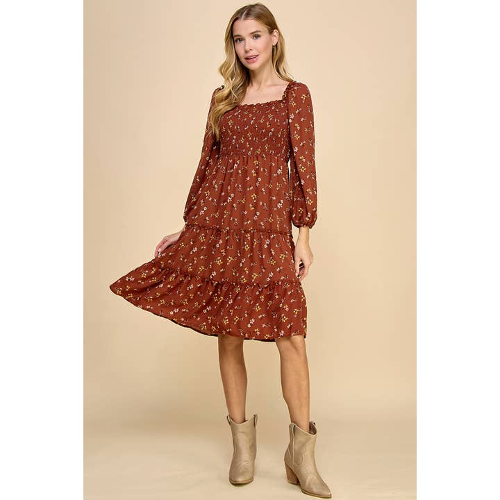 ROBE À PLUSIEURS NIVEAUX AVEC SMOCKING ET MANCHES LONGUES A450877M69 pour la vente par Winslow Collection