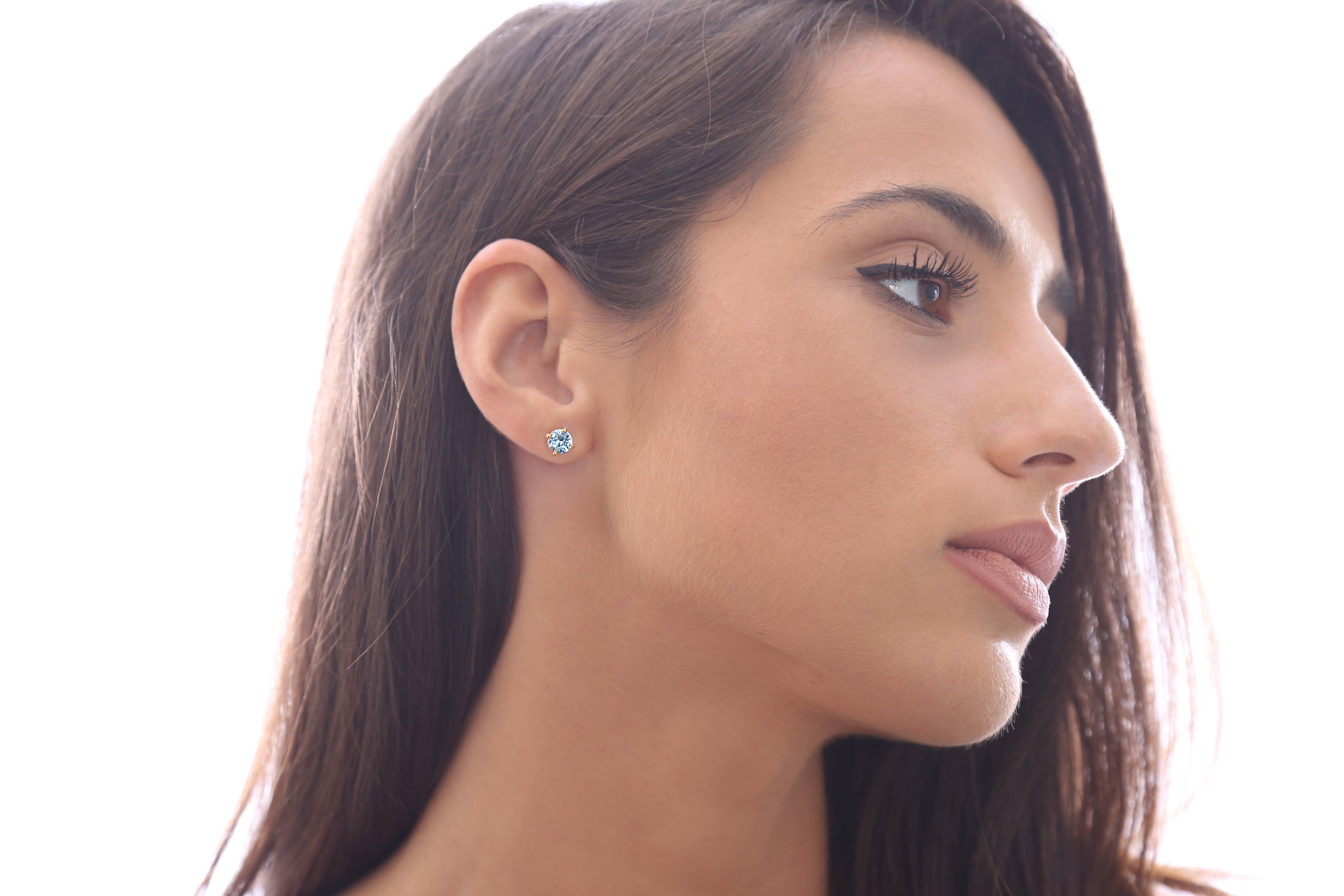 Glimmering Handmade - Wholesale Stud/Post Earrings - Birthstone Swarovski Crystal Handmade Silver Solitaire Studs18