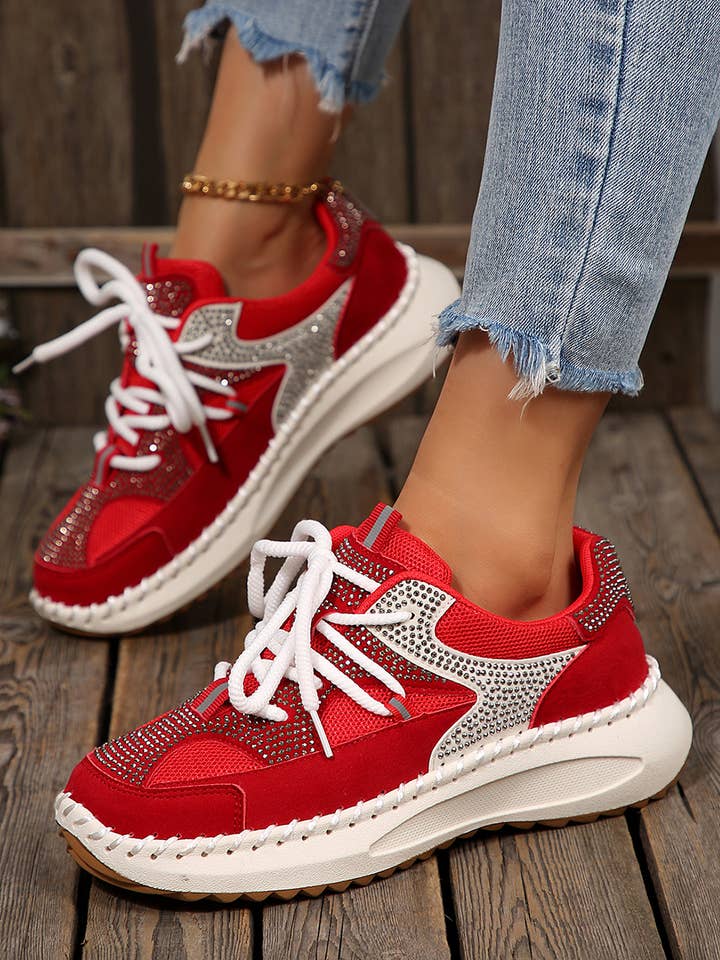 LDC Color Block Patchwork Lace-up Breathable Sneakers for wholesale by Little Daisy Closet