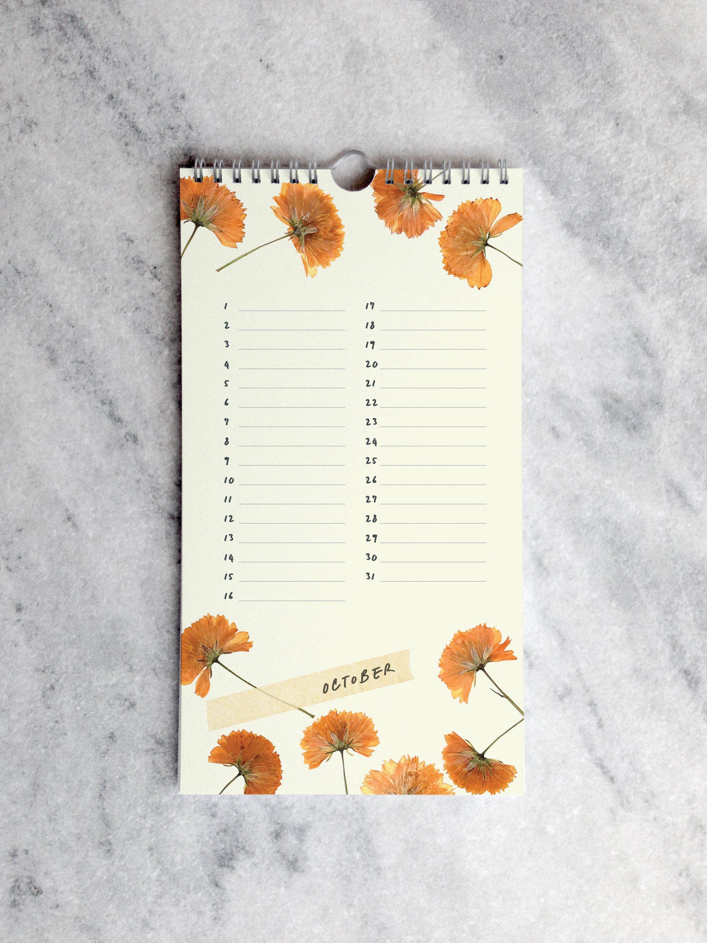 Favorite Story - Wholesale Calendar - Celebration Calendar, Pressed Flowers11