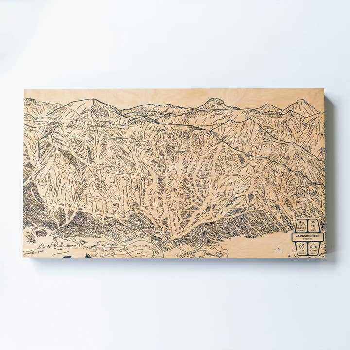 Mappa delle piste da sci di Jackson Hole, Wyoming per la vendita all'ingrosso da parte di Benoit's Design Co.