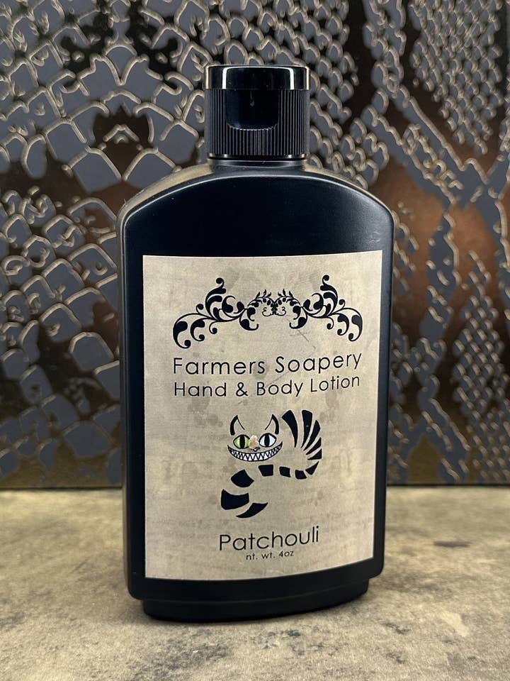 Lotion pour les mains et le corps au patchouli avec huile essentielle pour la vente par Farmers Soapery