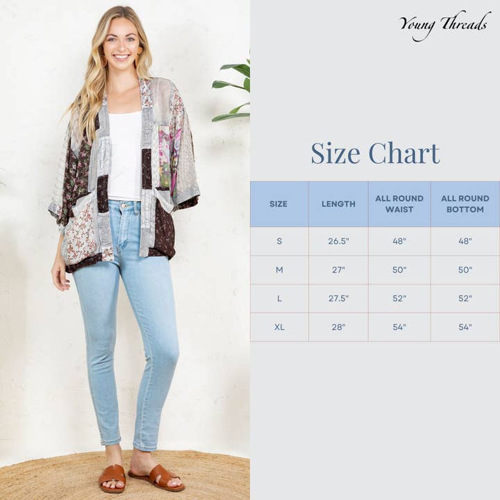 Young Threads - Wholesale Kimono - Women's - Kimono Top In Overdyed Mix N Match Patches - in 7 Color ways51