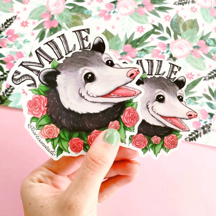 Cappy Trails - Wholesale Sticker - SMILE Opossum Sticker2