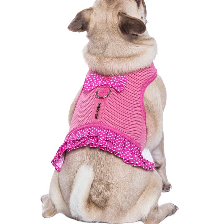 Parisian Pet® - Vendita all'ingrosso Vestito - Cani - Vestito con Pettorina a Pois Rosa – Vestito Regolabile per Cani3