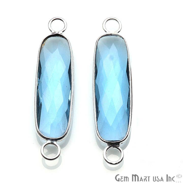 GemMartUSA - Wholesale Individual Charm/Pendant - Rectangle 40x9mm Silver Bail Gemstone Connector Pendant