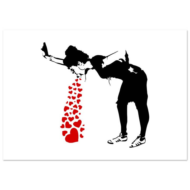 Art-O-Rama Shop – Poster por atacado – Cartaz da arte de Banksy Lovesick Girl Whowing Up Hearts1