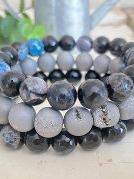 Blue Galaxy Gemstone Bracelet Stack for wholesale by Dossem Co