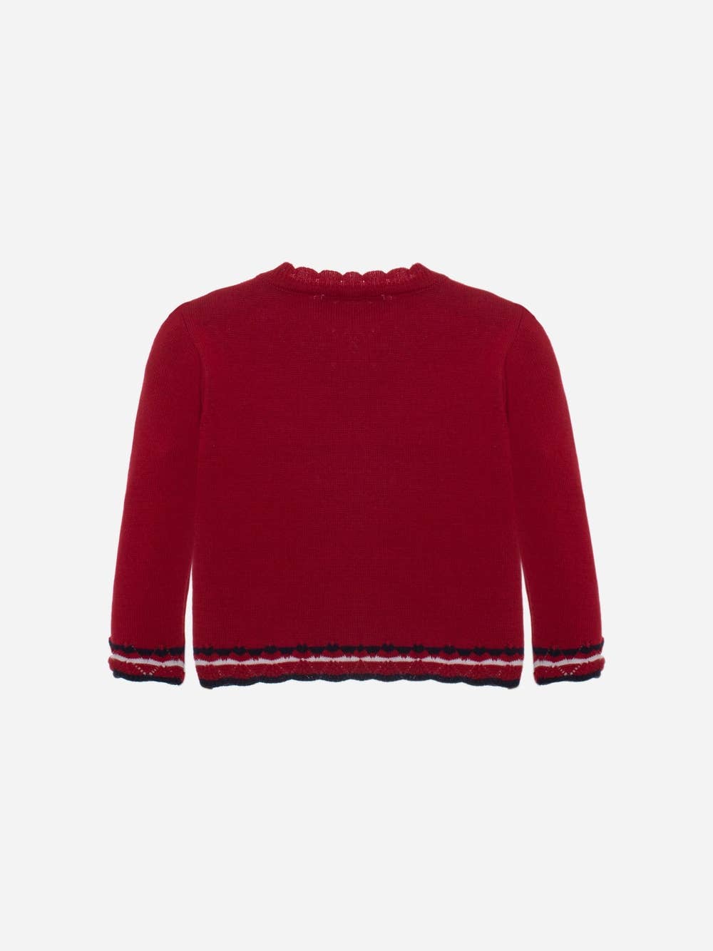 Patachou - Wholesale Knitted jumper – Baby - Red knitted sweater with an embroidered bear1
