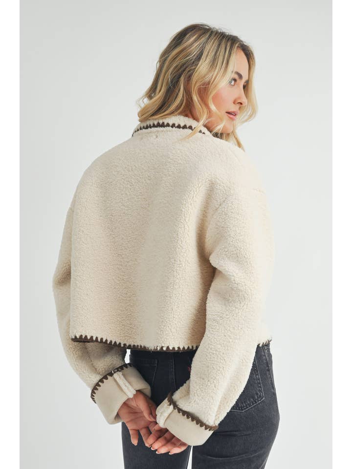 Beige Contrast Stitch Cardigan. for wholesale on Faire