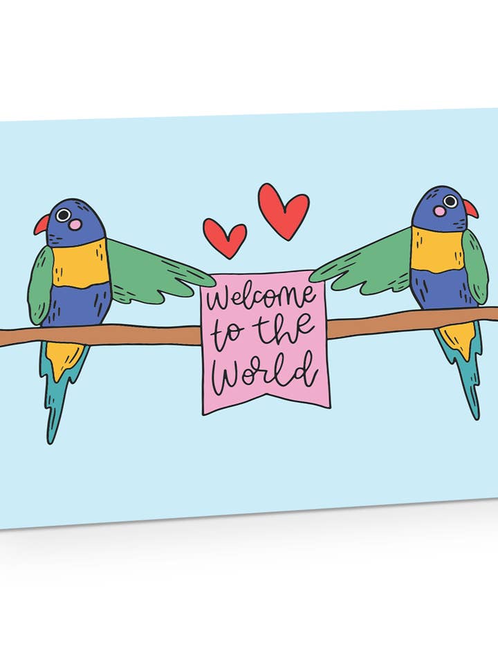 RAINBOW LORIKEETS WELCOME Greeting Card for wholesale by Two Brides Presents