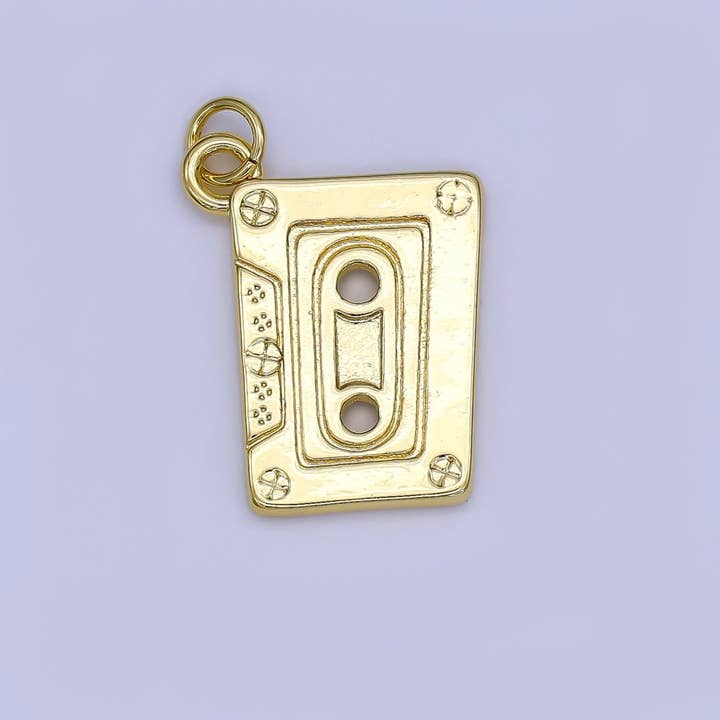 Aim Eternal - Wholesale Individual Charm/Pendant - 24K Gold Filled Minimalist Cassette Tape Charm | N1299