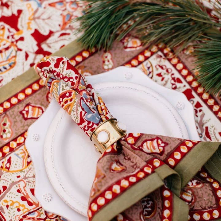 Couleur Nature - Wholesale Dinner & Cloth Napkin - Noel Red/Green Napkins - Set of 6
