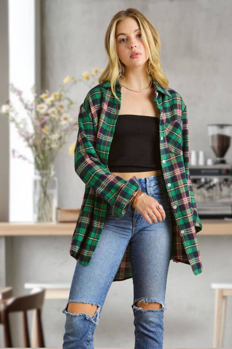 Vanilla Monkey - Wholesale Button Down Shirt - Women's - Button Down Flannel Shirt1