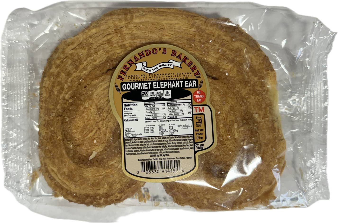 Long Island Candy Factory - Wholesale Biscuit - Fernando's Famous 5.5" JUMBO Elephant Ear Palmier 2.5oz 12ct