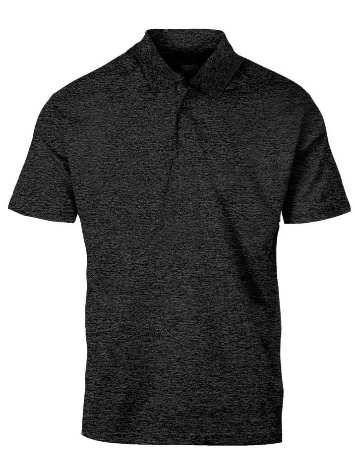Polo de Malla Cerrada para Hombre en Negro Jaspeado (Paquete de 12) - 7718709 para venta al por mayor de Hemworld