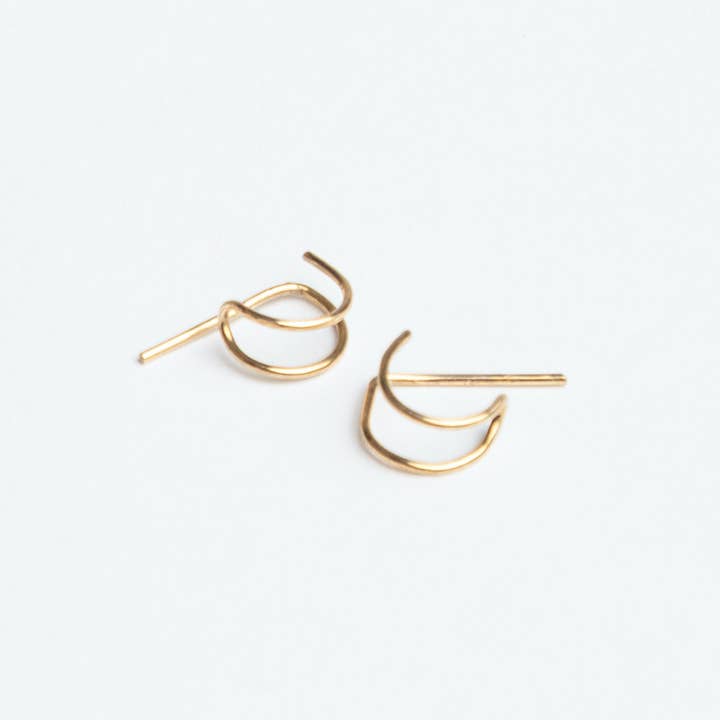 Journey of Hope Huggie Earrings in 14k Gold Filled for wholesale by Forai