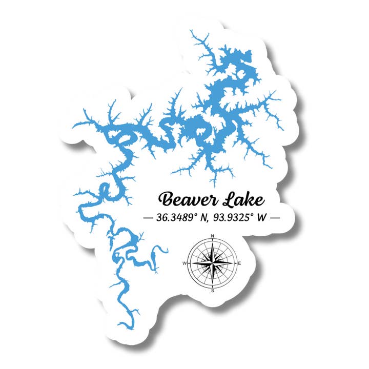 Beaver Lake Coordinates - Waterproof Vinyl Sticker for wholesale by National Parks and Beyond