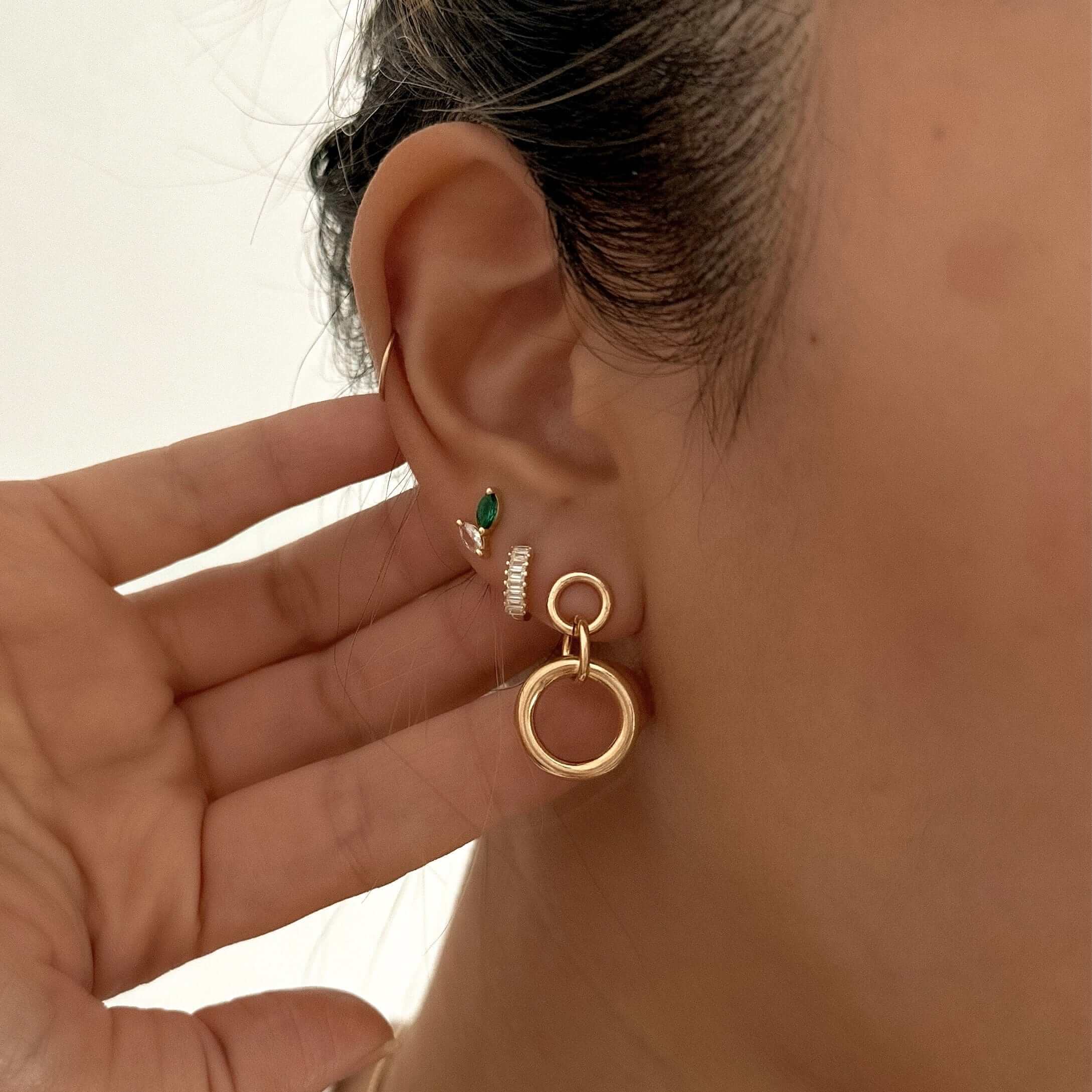 LE Sensor – wholesale Stud/post earrings – Alora Leaf Stud Earrings 8.7mm Gold Plated Tarnish Free3