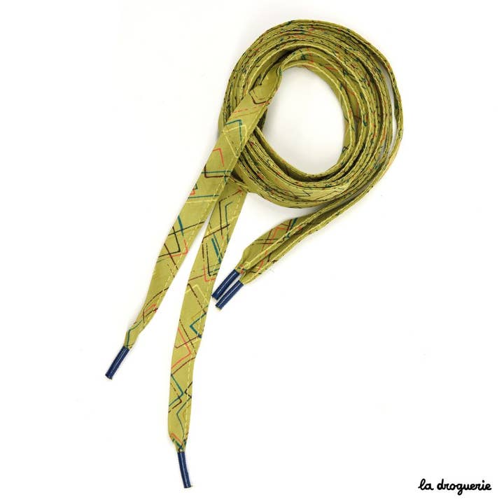 LA DROGUERIE - Wholesale Shoelaces – Unisex - Flat laces 130 cm "Liberty Vonetta" olive2