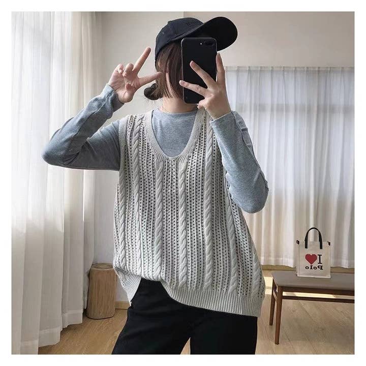 V-hals zijslit vest voor wholesale door Plush Looks