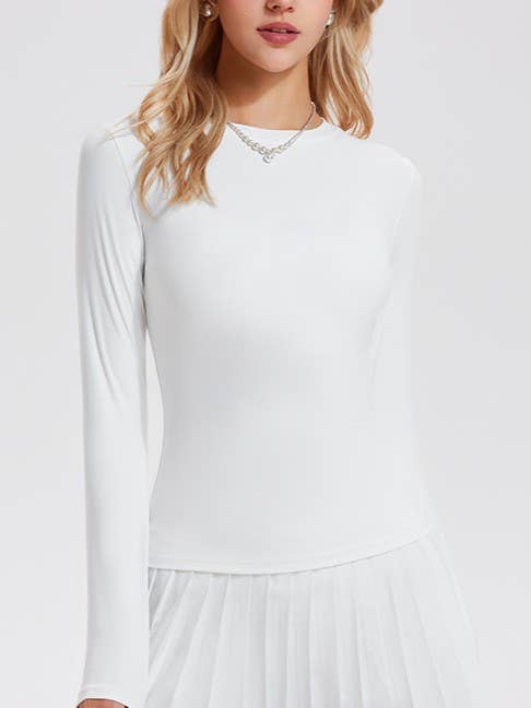 Rosa Clothing - Wholesale T-Shirt - Women's - Yoga Long-Sleeve Solid Color Slim Fit Base Layer Top2