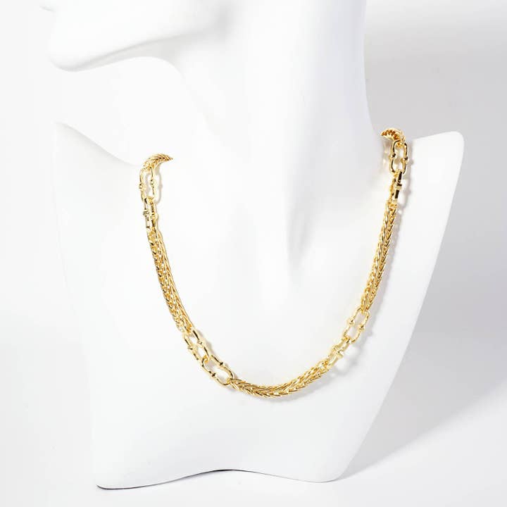 Collana a catena di grano da 5 mm in ottone lucidato placcato in oro 18k per la vendita all'ingrosso da parte di Verita Lane