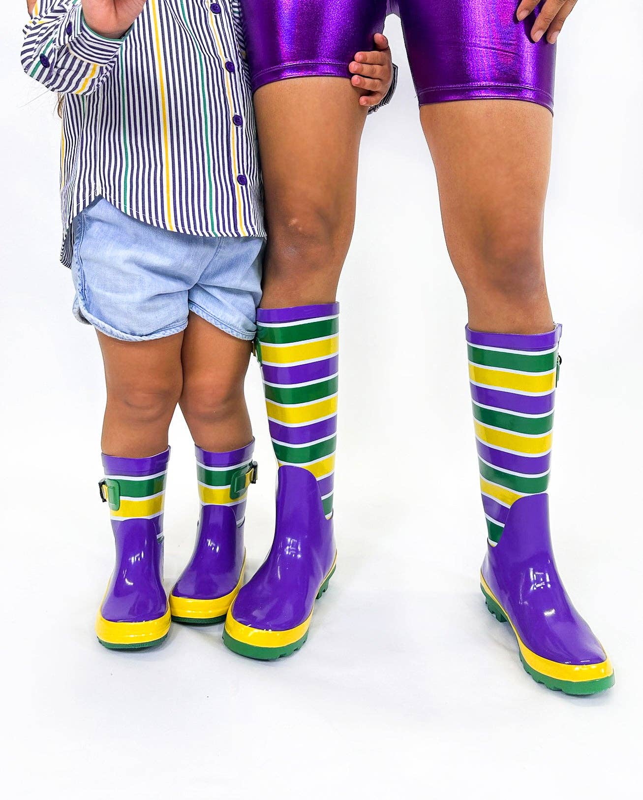 Mardi Gras Creations - Wholesale Rain Boots - Kids - Unisex Striped Rain Boots - Toddler2