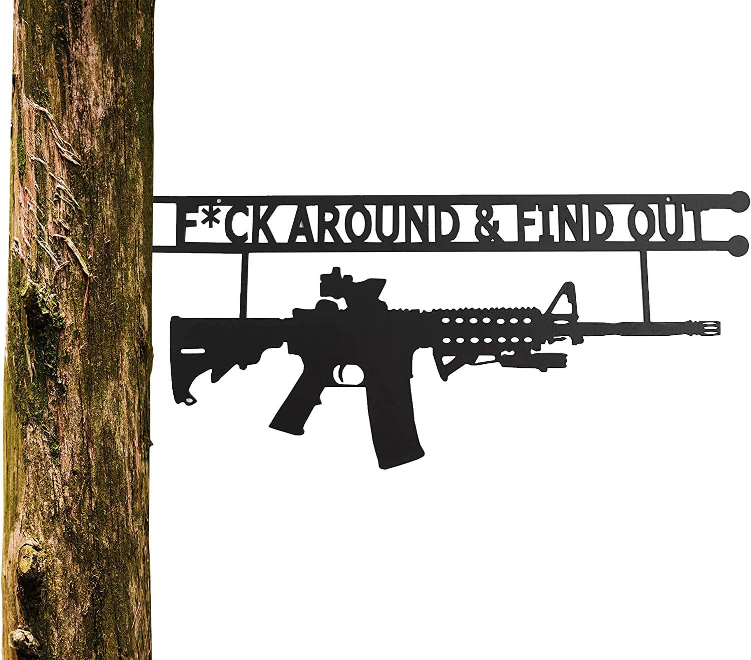 The Wine Savant /  Khen Glassware - Wholesale Sign - Metal No Trespassing Sign "Fck Around & Find Out" Gun Metal1