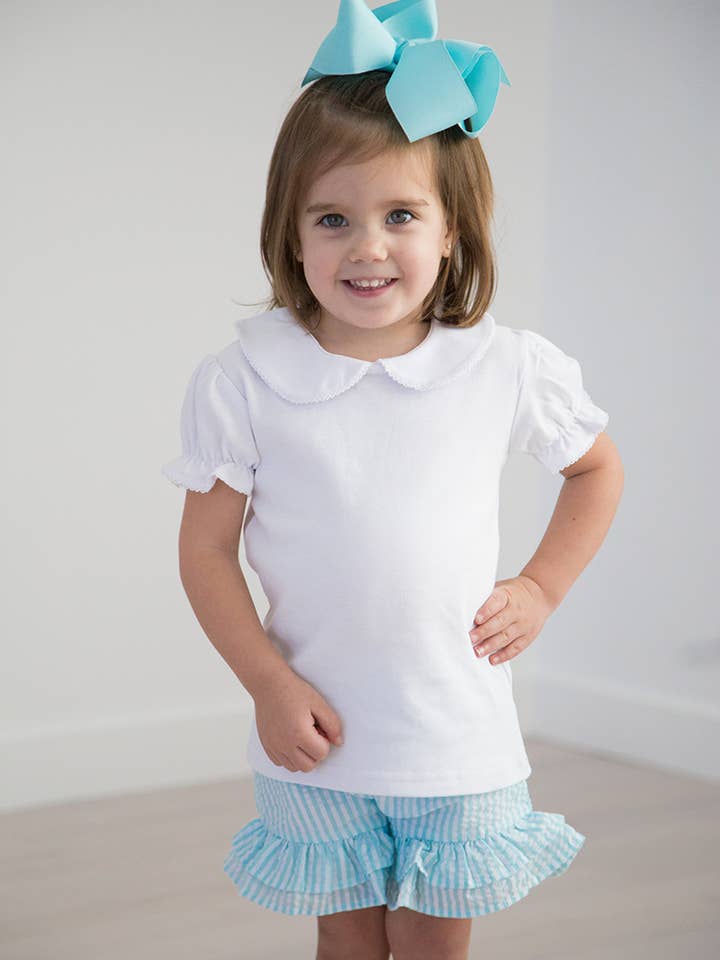 Love That Cotton - Wholesale T-Shirt - Kids - Girls short Sleeve Peter Pan Collar Shirt - White